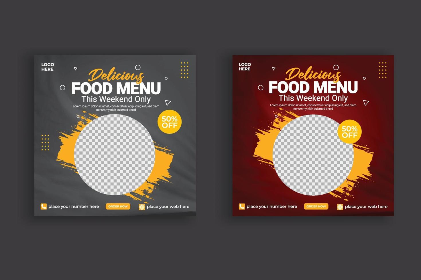 modèle de publication sur les médias sociaux alimentaires pour la conception de bannière simple de promotion alimentaire vecteur