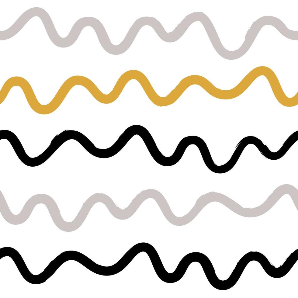 vagues abstraites dessinées à la main colorées sur fond blanc. motif ondulé sans soudure. impression vectorielle drôle de rainure pour enfants. vecteur