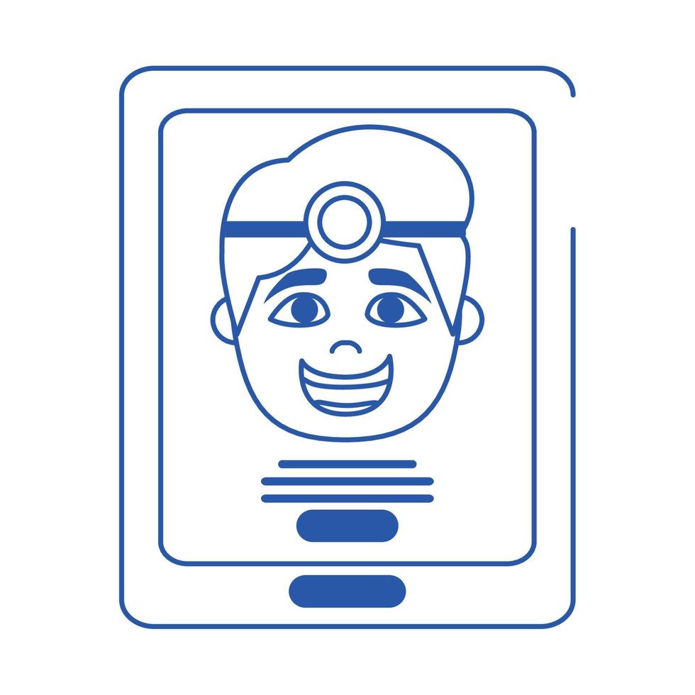 médecin en ligne application smartphone soins de santé icône de style de ligne bleue vecteur