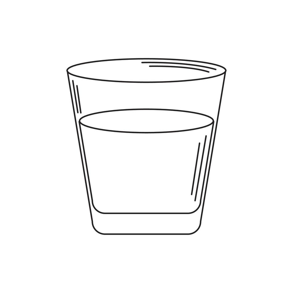 boit une tasse en verre d'eau ou de jus avec une icône de style de ligne de paille vecteur