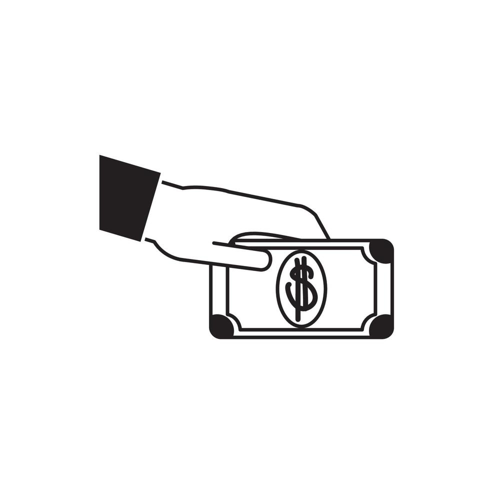 main donnant de l'argent à la facture icône de style de ligne financière d'affaires vecteur