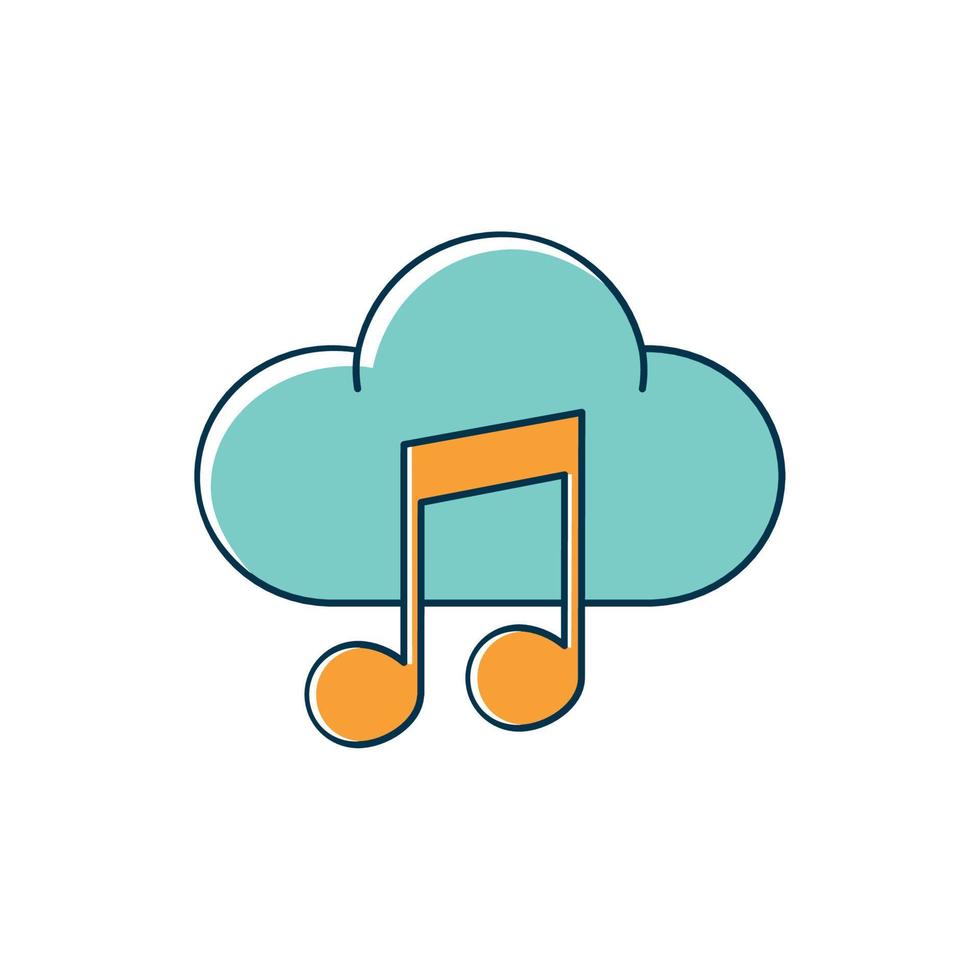 note de cloud computing mélodie musicale son ligne de musique et style de remplissage vecteur