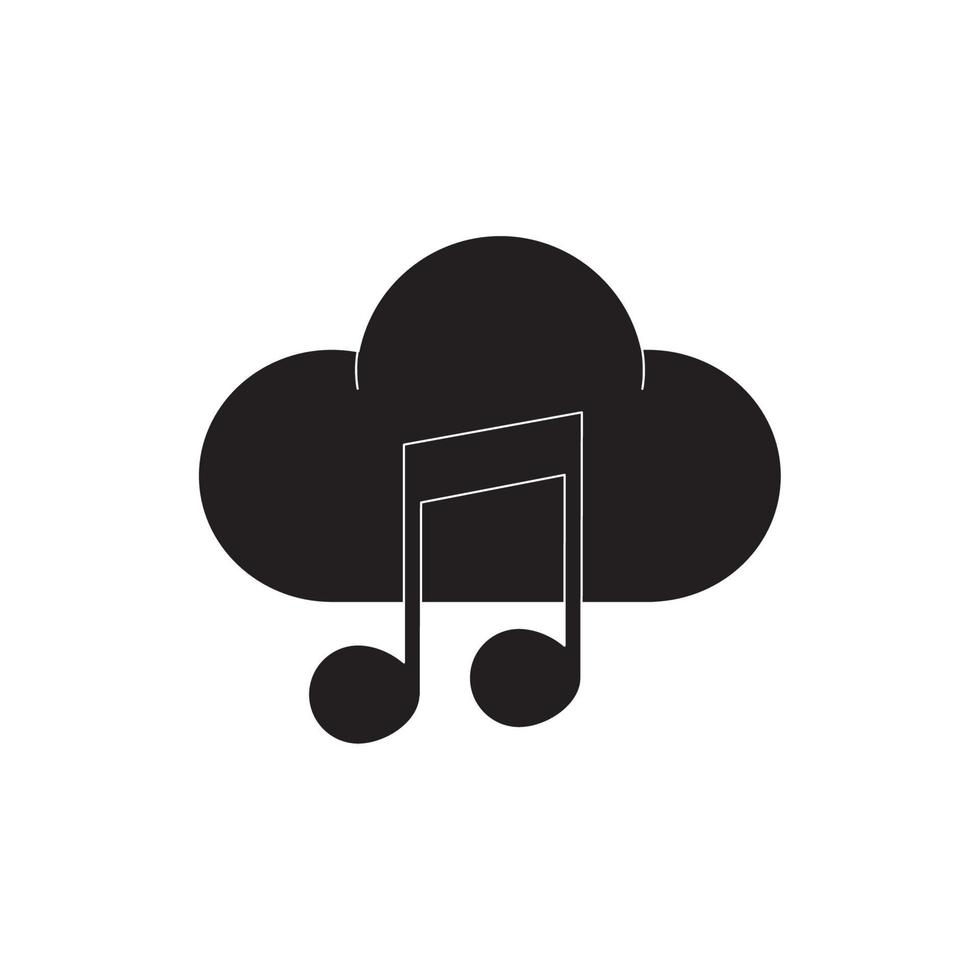 cloud computing note mélodie musicale son musique silhouette style icône vecteur
