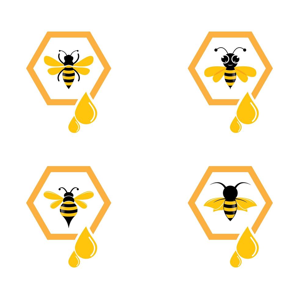 ensemble d'images logo abeille vecteur