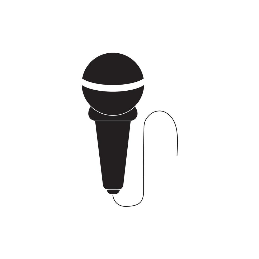 microphone câble équipement mélodie son musique silhouette style icône vecteur