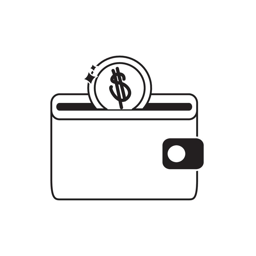 portefeuille financier d'entreprise d'argent avec icône de style de ligne de monnaie vecteur