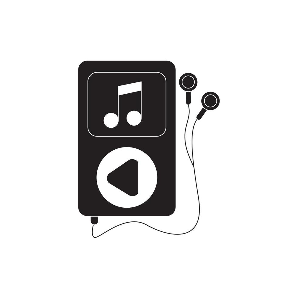 mp3 écouteurs note dispositif mélodie son musique silhouette style icône vecteur