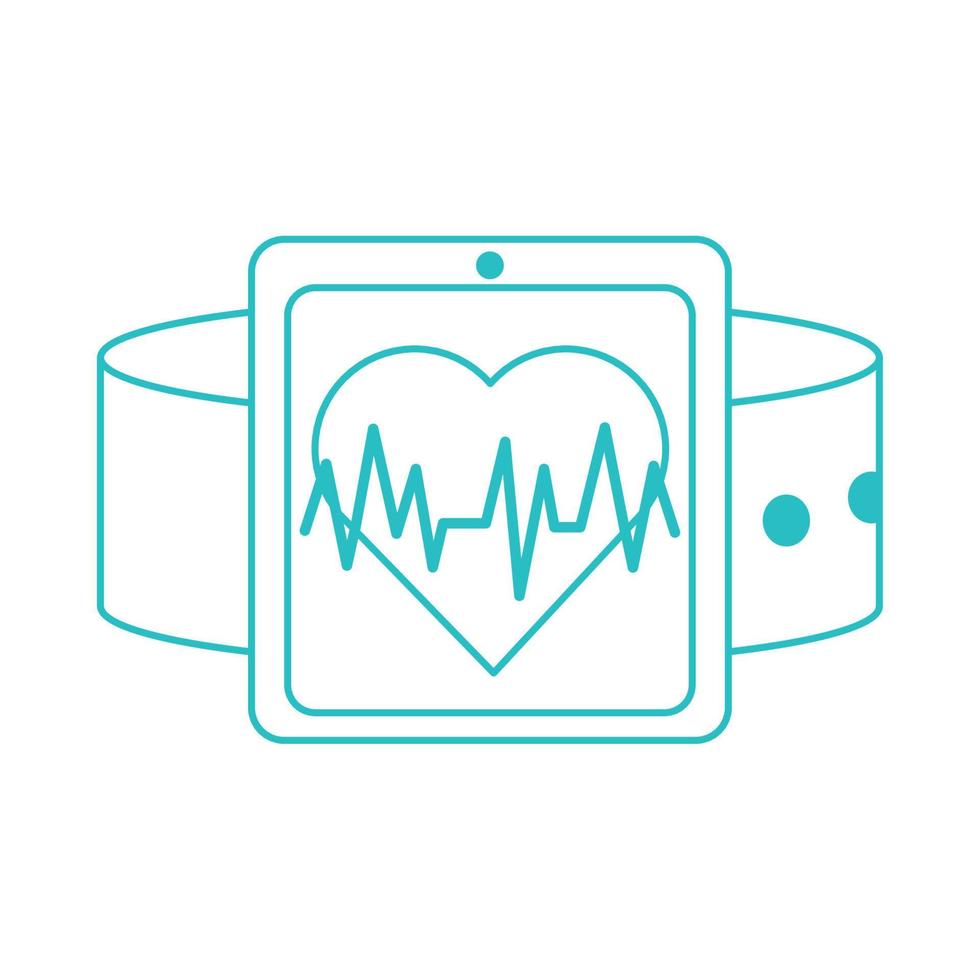 médecin en ligne, consultant en surveillance du rythme cardiaque de la montre intelligente protection médicale covid 19, icône de style de ligne vecteur