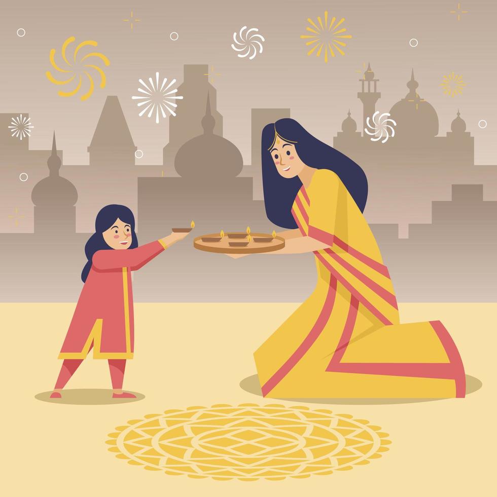 illustration de célébration de diwali vecteur