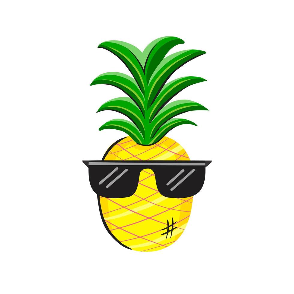 ananas avec des lunettes de soleil. illustration pour l'impression, les arrière-plans, les couvertures et l'emballage. l'image peut être utilisée pour les cartes de voeux, les affiches, les autocollants et le textile. isolé sur fond blanc. vecteur