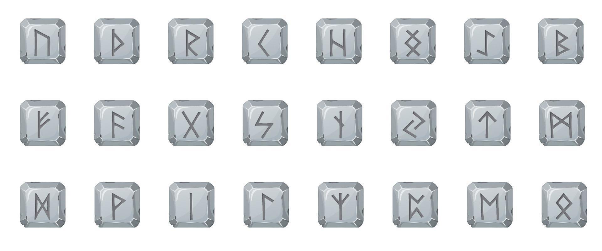 runes viking sur des morceaux de pierre grise. éléments de conception graphique de jeu ou d'interface utilisateur. vecteur