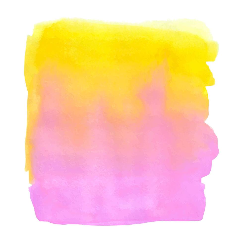 aquarelle abstraite tache jaune-rose isolée sur fond blanc. vecteur dessiné à la main de coups de pinceau. texture colorée.