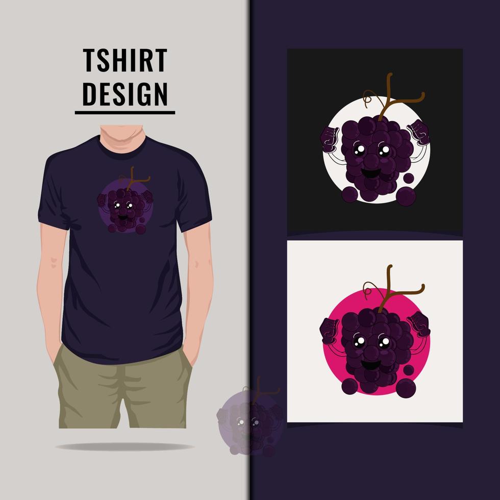 caractère de raisin t shirt design illustration vectorielle vecteur