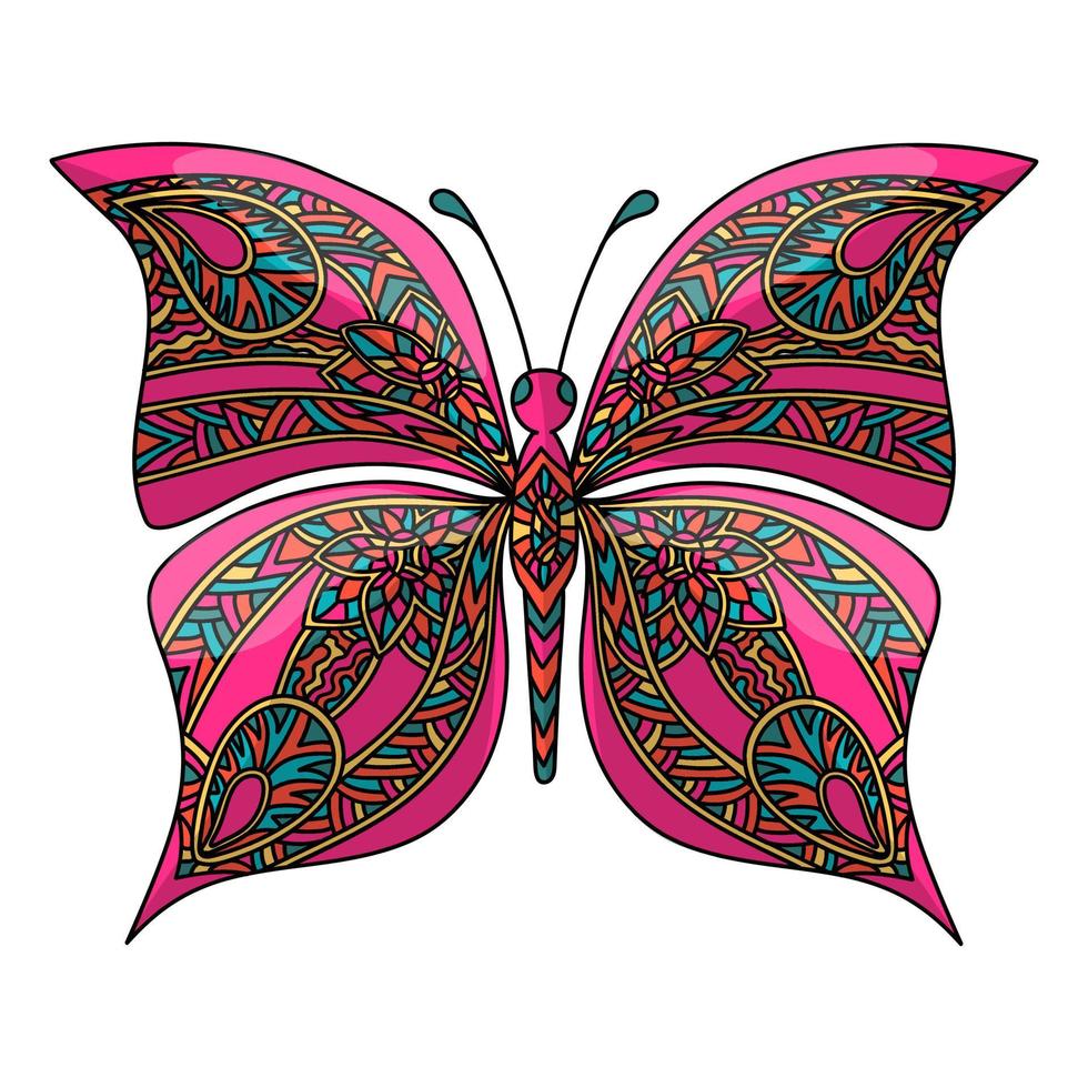 papillon. page de coloriage dans le style zentangle. vecteur