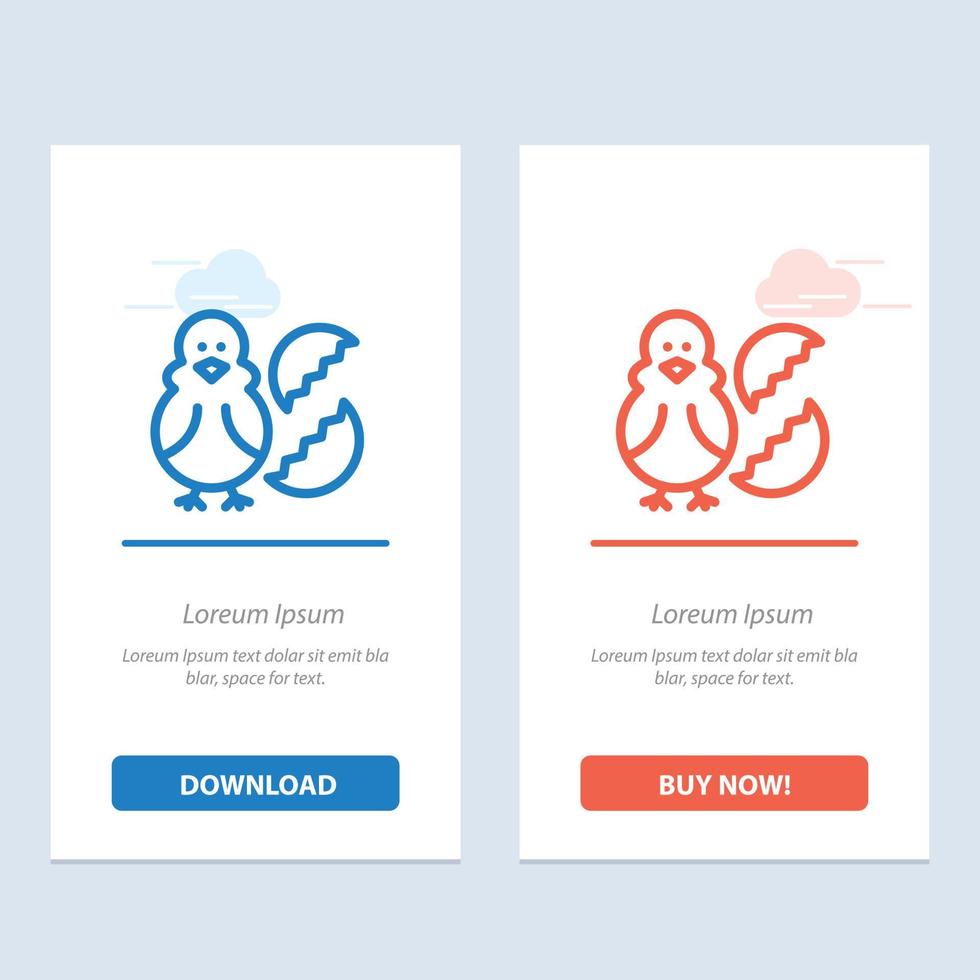 oeuf poulet pâques bébé heureux bleu et rouge télécharger et acheter maintenant modèle de carte de widget web vecteur