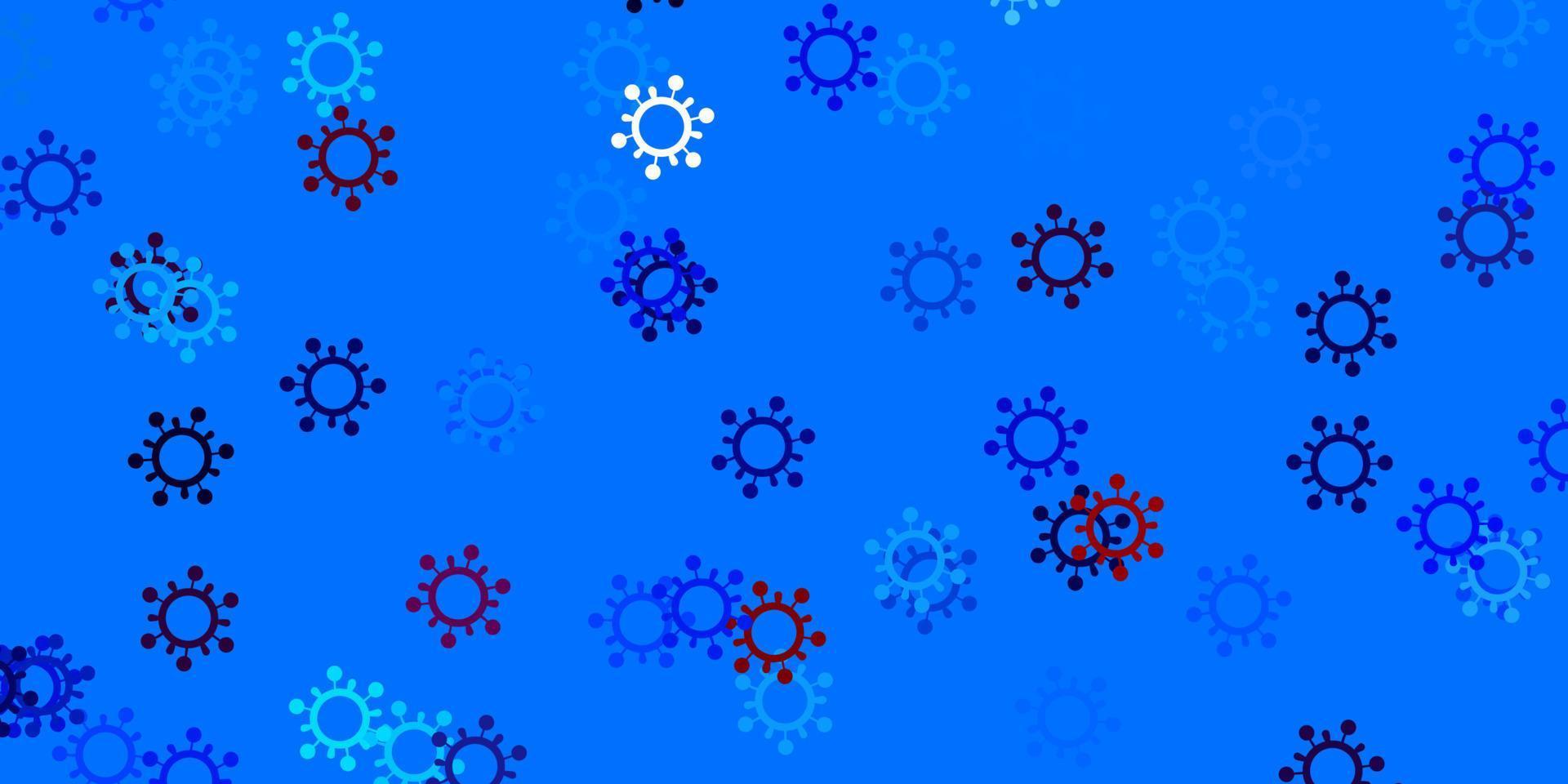 modèle vectoriel bleu clair et rouge avec des éléments de coronavirus.
