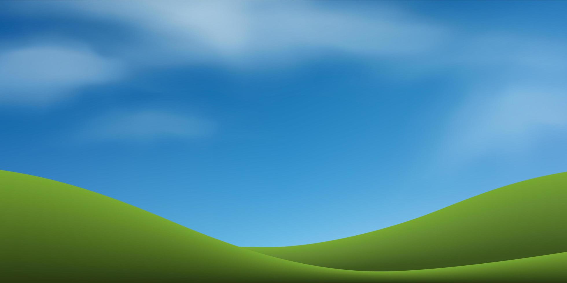 herbe verte colline ou montagne avec ciel bleu vecteur