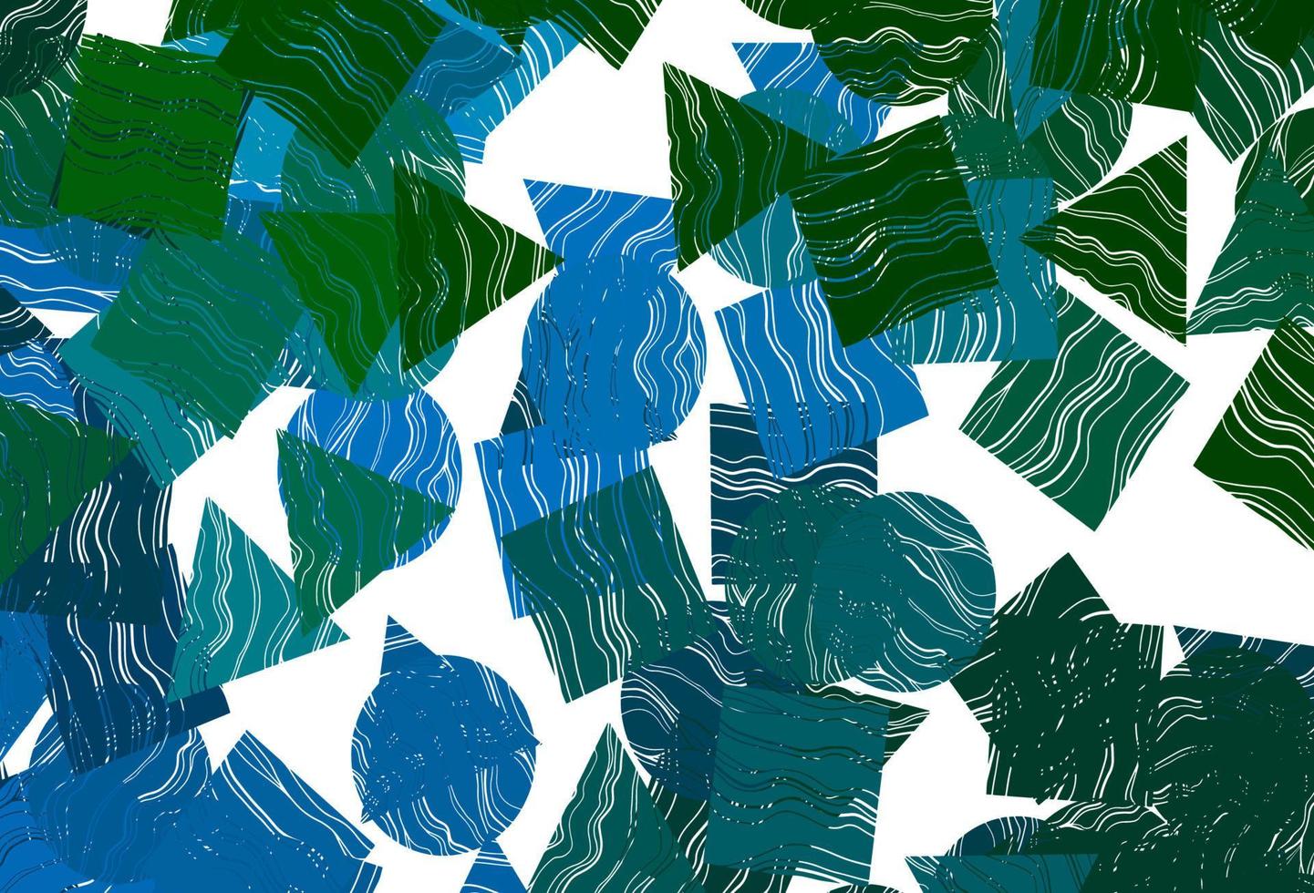 mise en page vectorielle bleu foncé, vert avec cercles, lignes, rectangles. vecteur