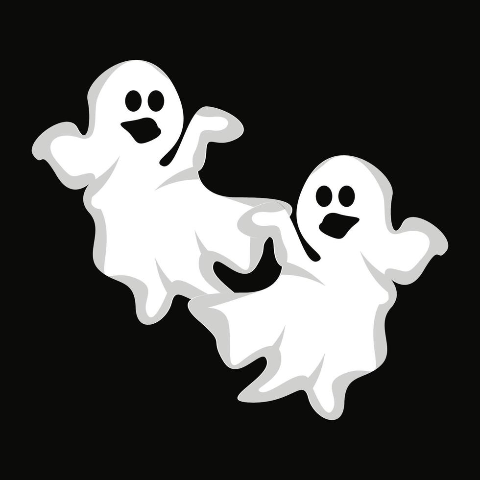 création de logo fantôme, icône d'halloween, illustration de costume d'halloween, modèle de bannière de célébration vecteur