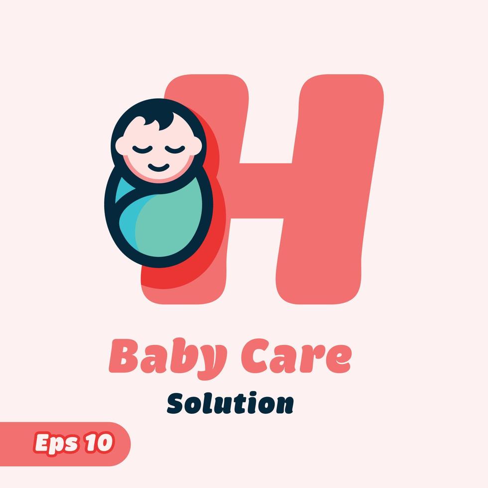 logo de soins bébé alphabet h vecteur