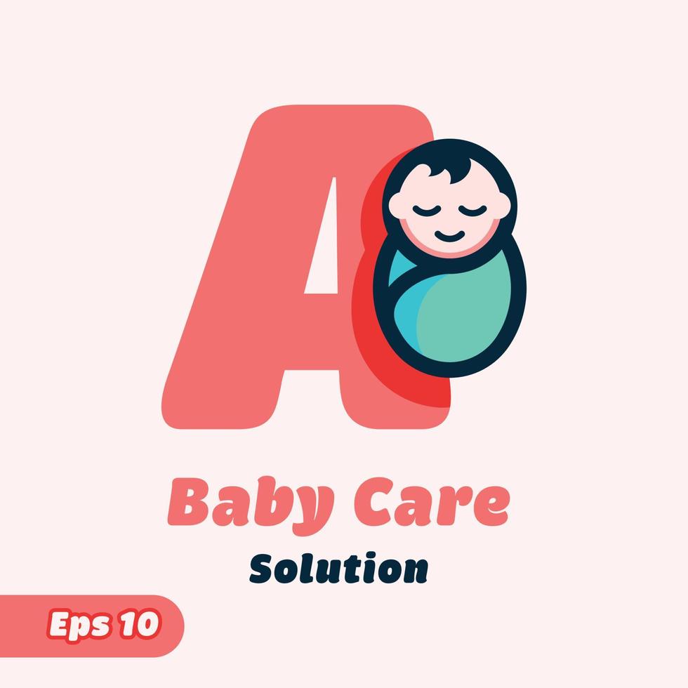 alphabet un logo de soins pour bébés vecteur