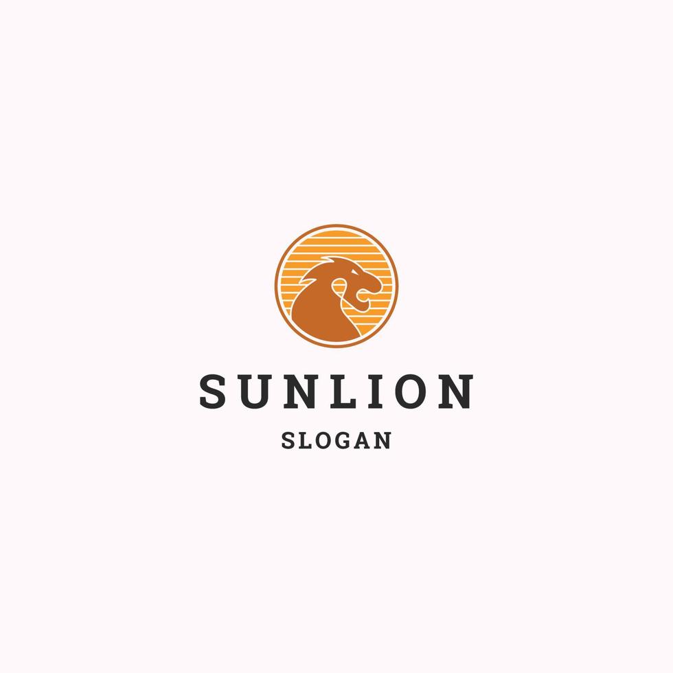 modèle de conception plate d'icône de logo de lion de soleil vecteur