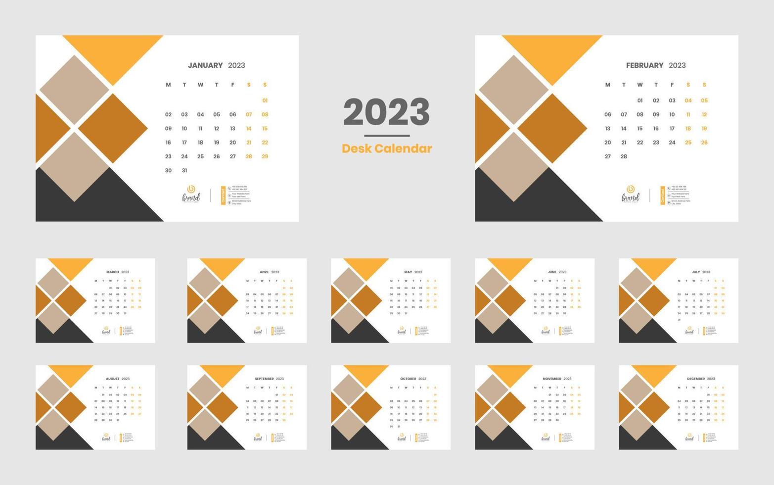 modèle de calendrier de bureau 2023 vecteur