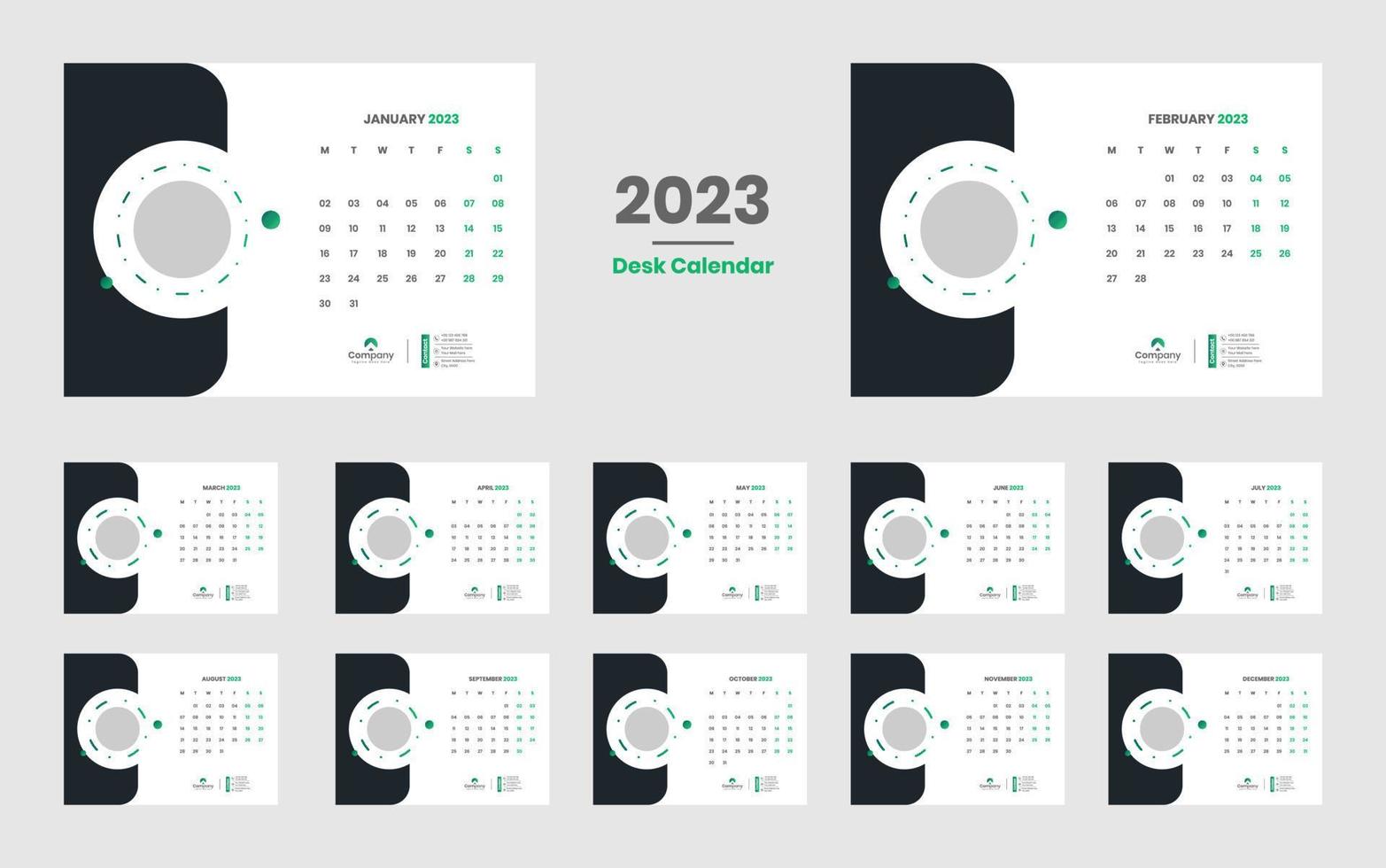 modèle de calendrier de bureau 2023 vecteur