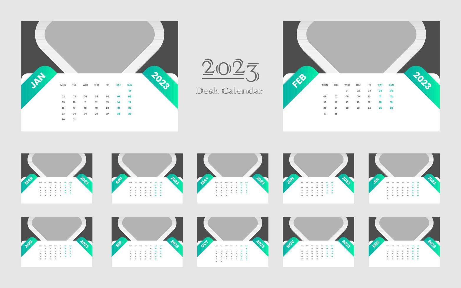 modèle de calendrier de bureau 2023 vecteur