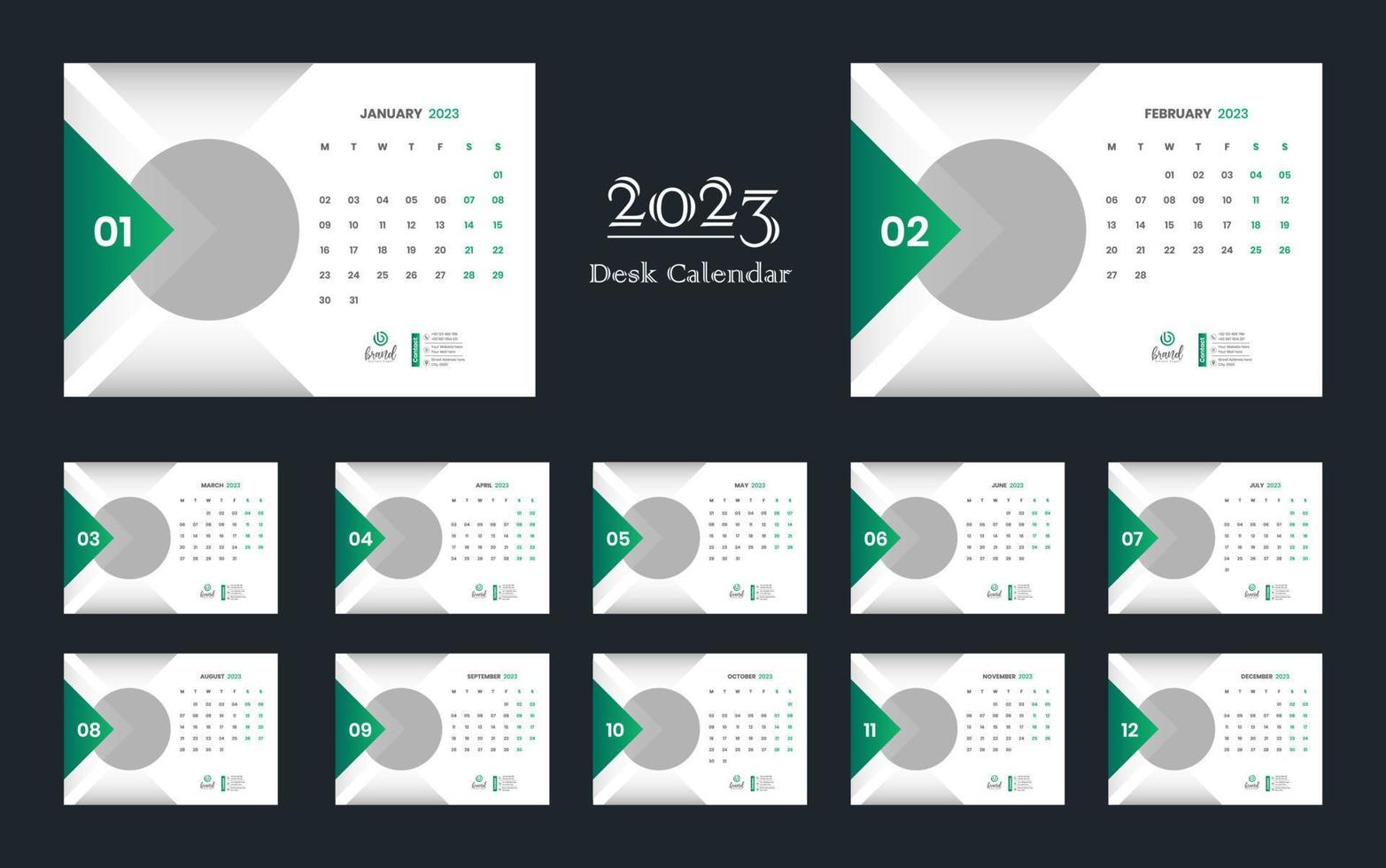 modèle de calendrier de bureau 2023 vecteur