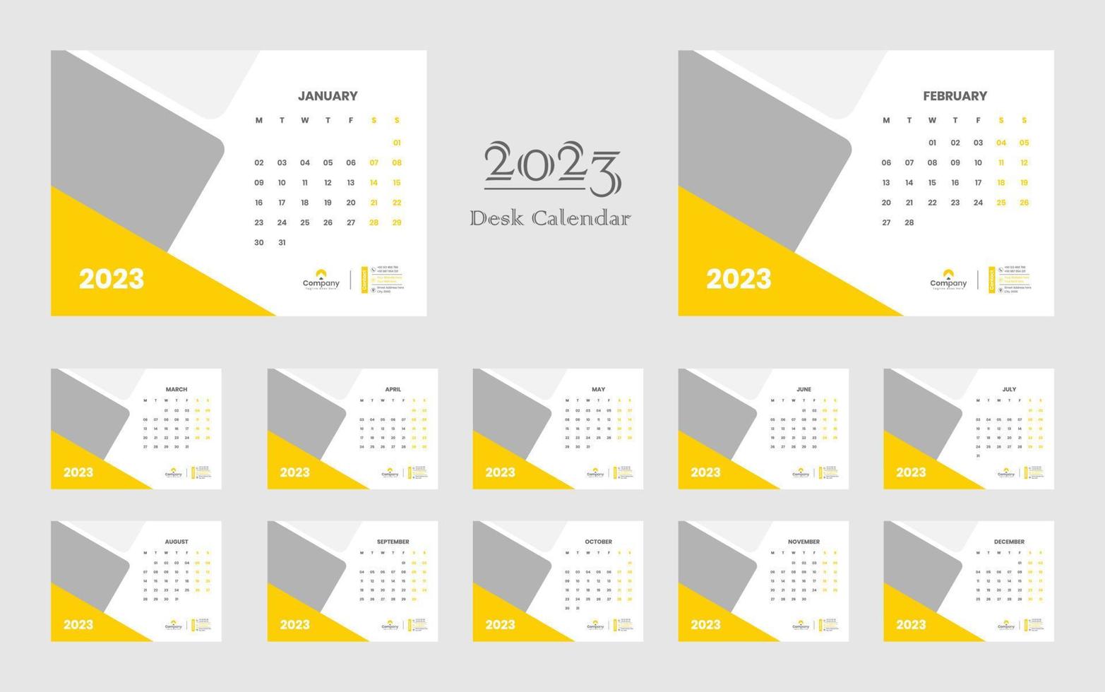 modèle de calendrier de bureau 2023 vecteur