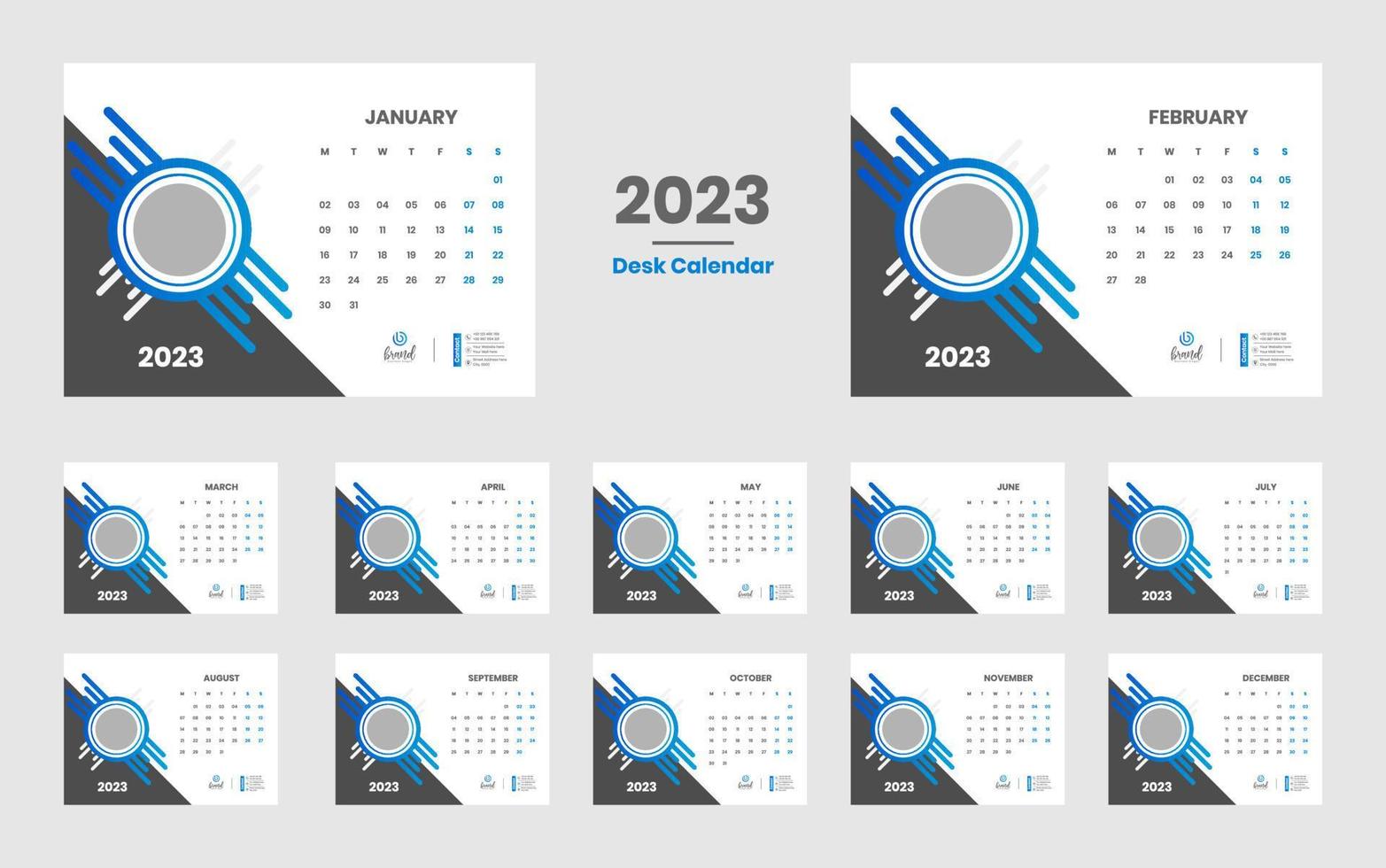 modèle de calendrier de bureau 2023 vecteur