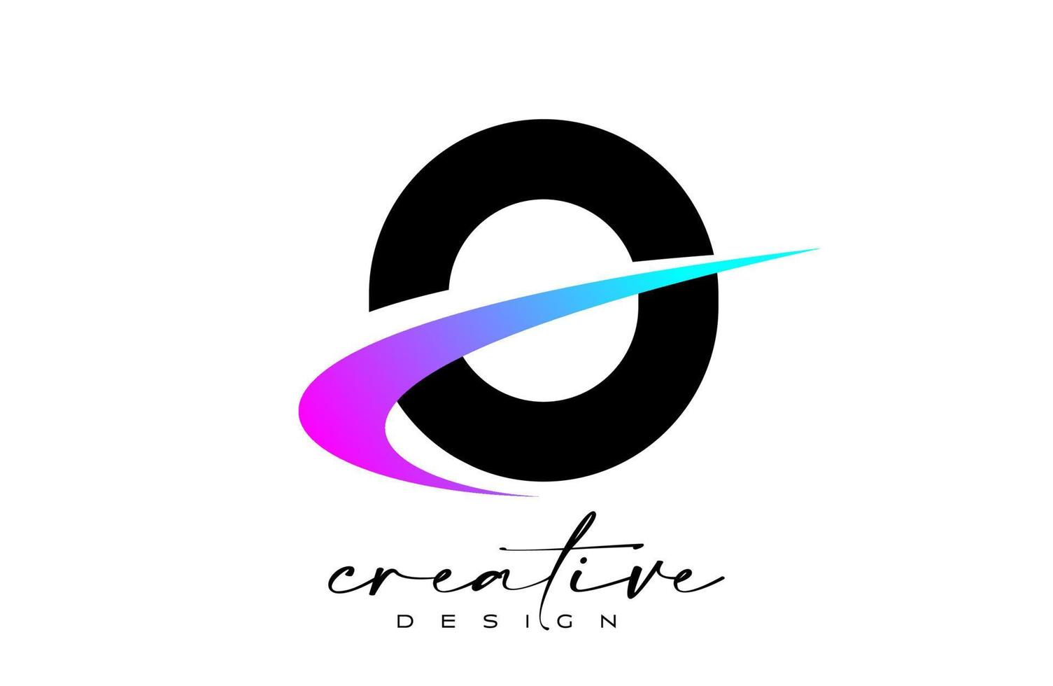 création de logo de lettre o avec swoosh bleu violet créatif. lettre o icône initiale avec vecteur de forme incurvée