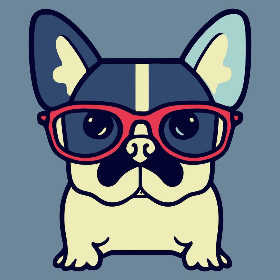 illustration graphique vectoriel de bouledogue français portant des lunettes de soleil isolé bon pour le logo, l'icône, la mascotte, l'impression ou la personnalisation de votre conception