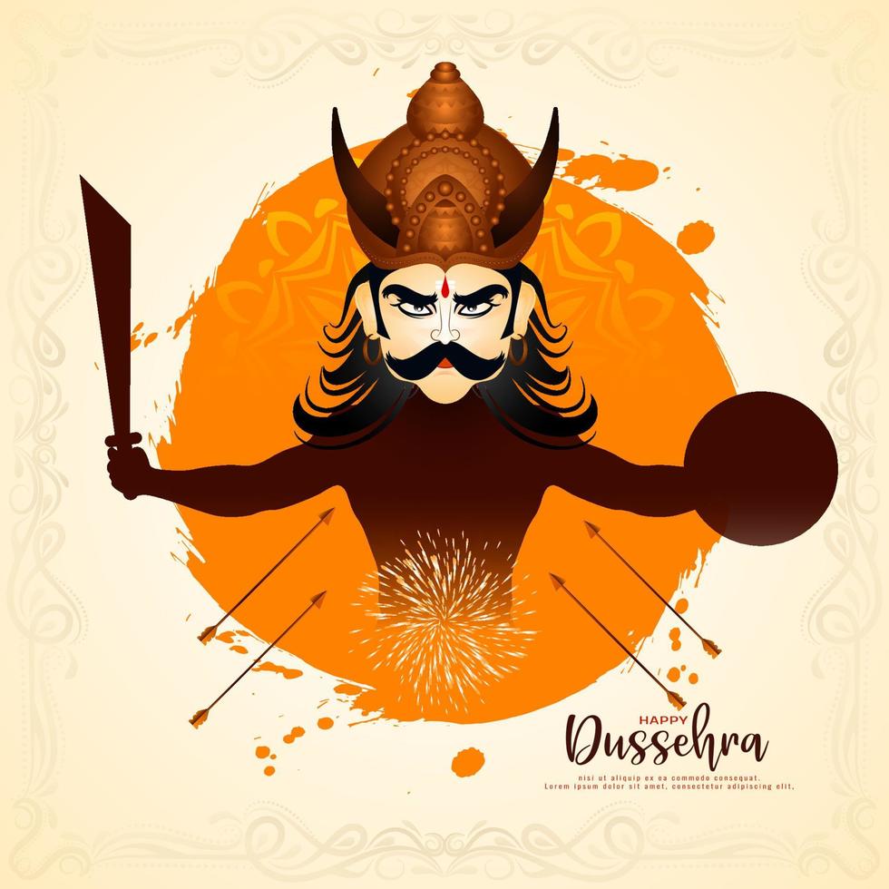 happy dussehra festival ravana tuant avec un design de fond de flèche vecteur
