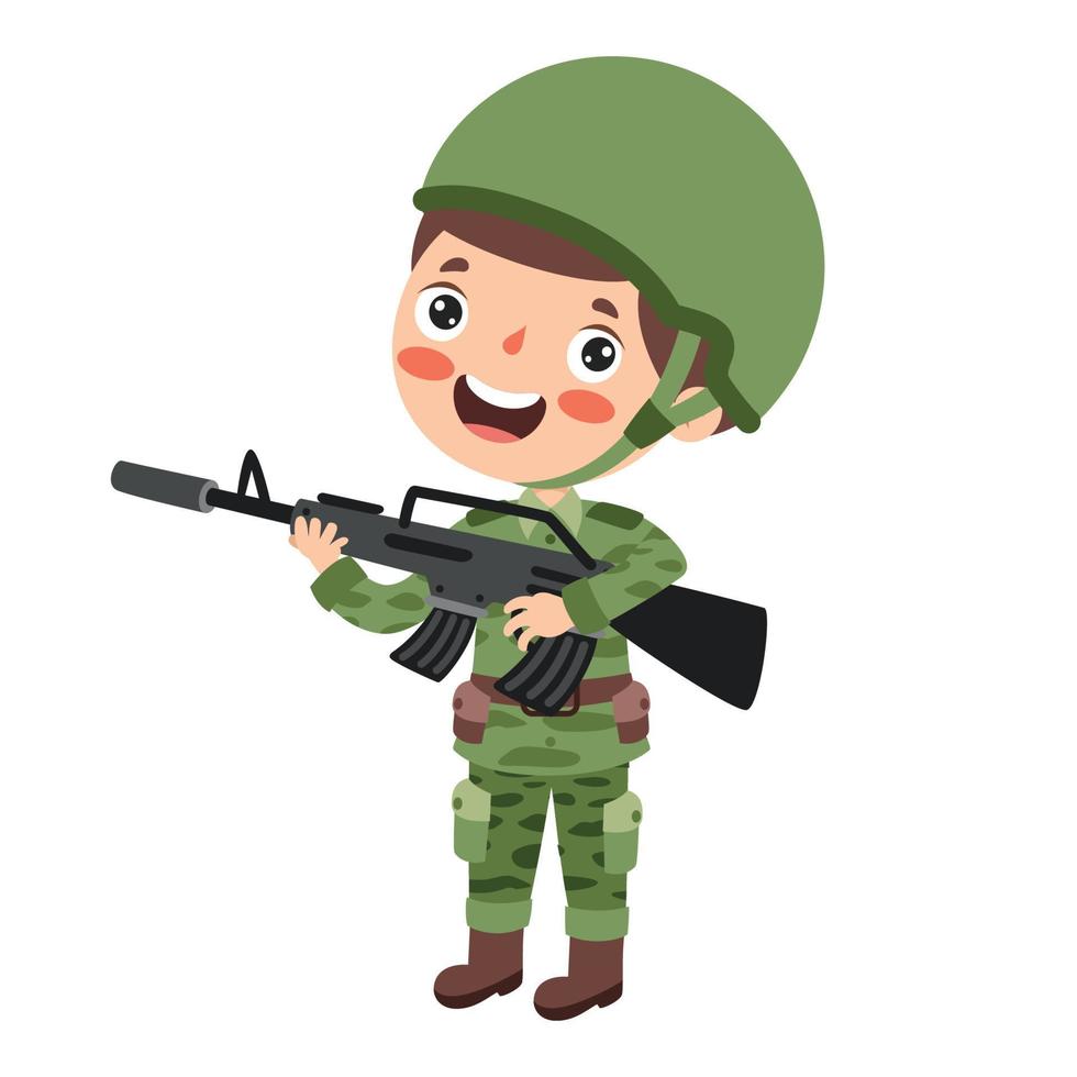 soldat de la bande dessinée en costume militaire vecteur