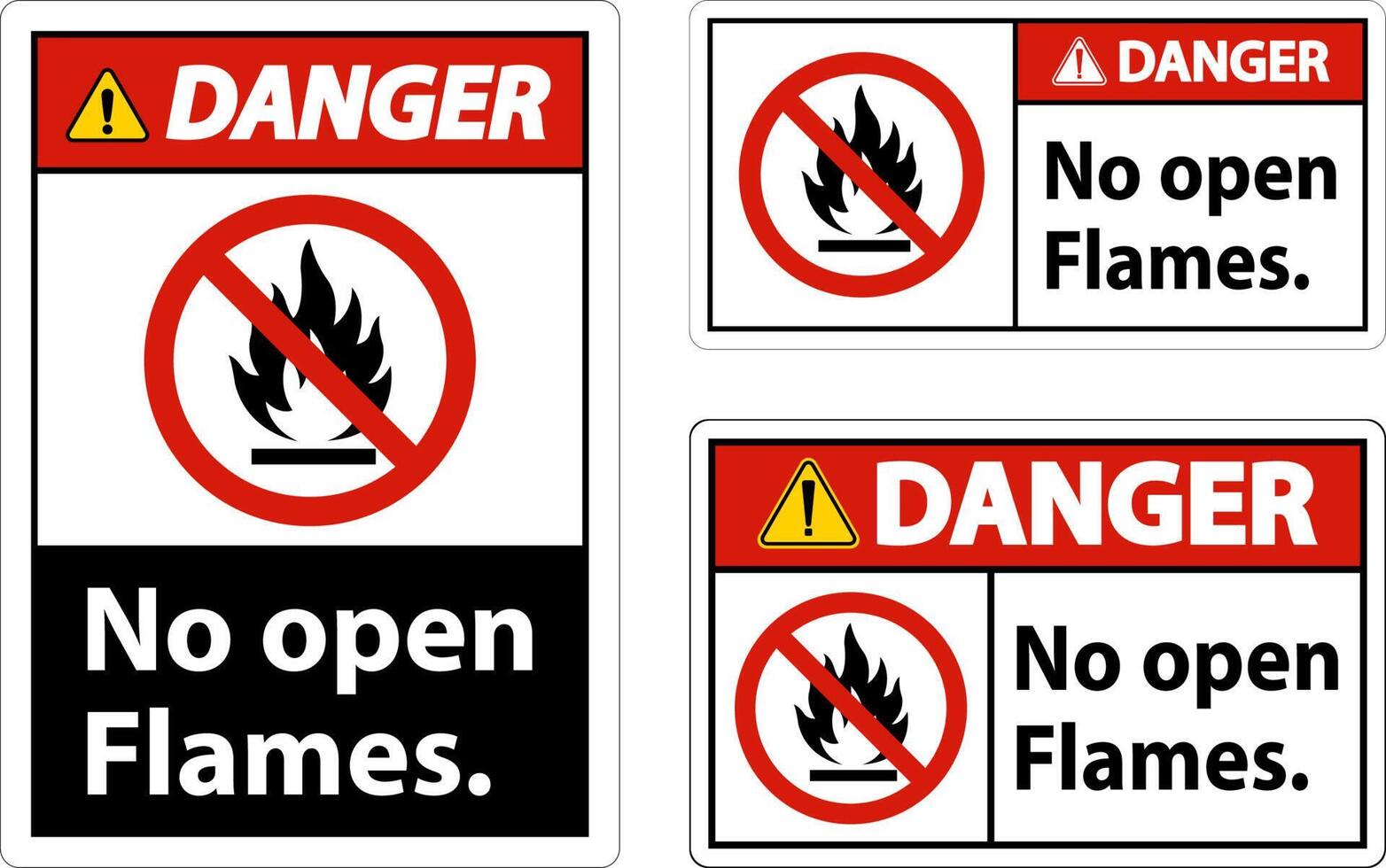 danger pas de flammes nues étiquette signe sur fond blanc vecteur