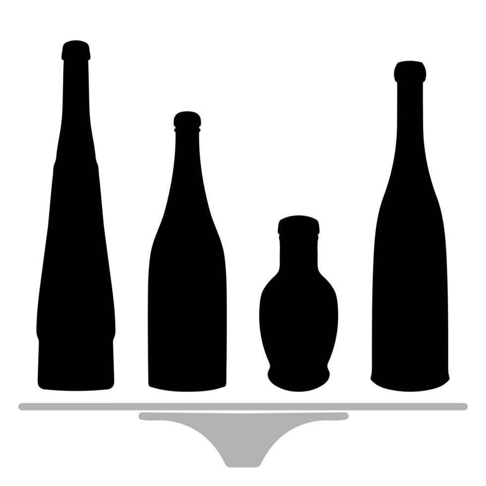 forme de silhouette de bouteille pour alcool, bière, kvas, eaux. contour d'un récipient pour stocker un liquide vecteur