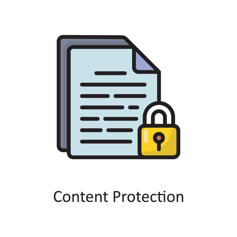 illustration de conception d'icône de contour rempli de vecteur de protection de contenu. symbole de cloud computing sur fond blanc fichier eps 10