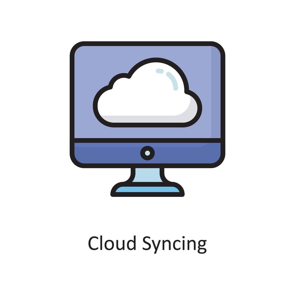 illustration de conception d'icône de contour rempli de vecteur de synchronisation de nuage. symbole de cloud computing sur fond blanc fichier eps 10