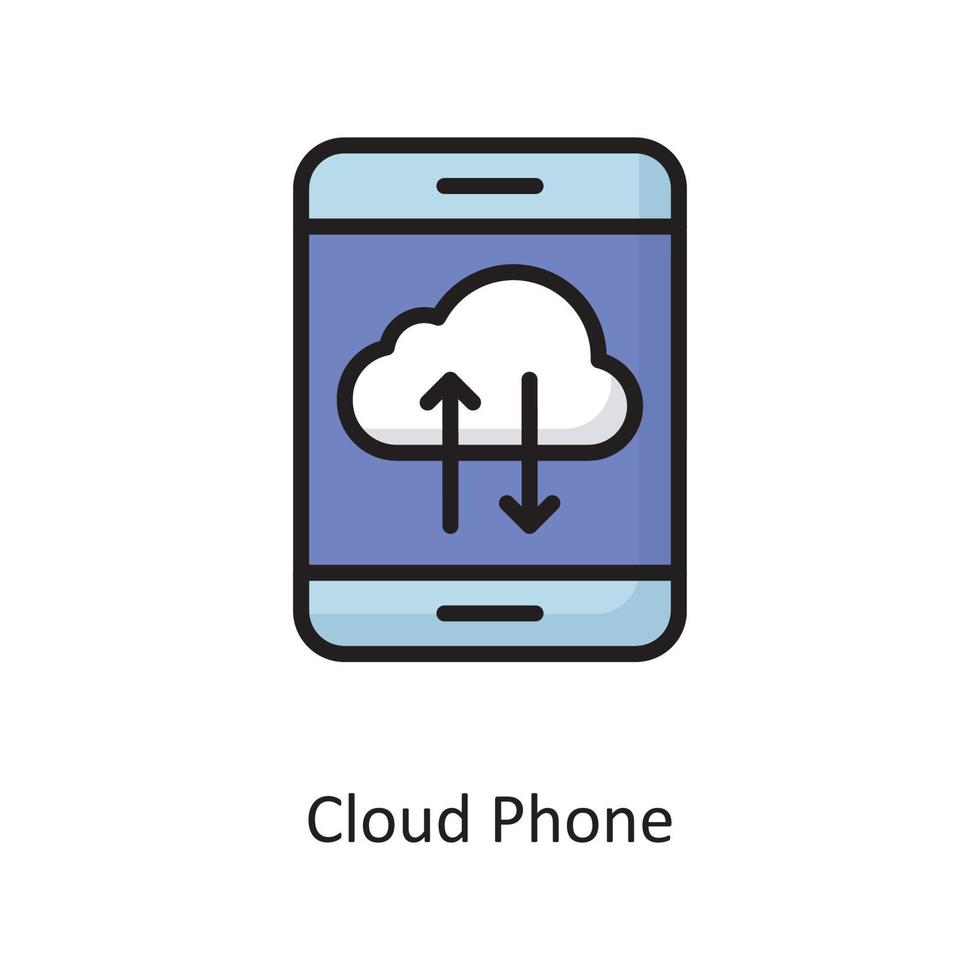 illustration de conception d'icône de contour rempli de vecteur de téléphone nuage. symbole de cloud computing sur fond blanc fichier eps 10