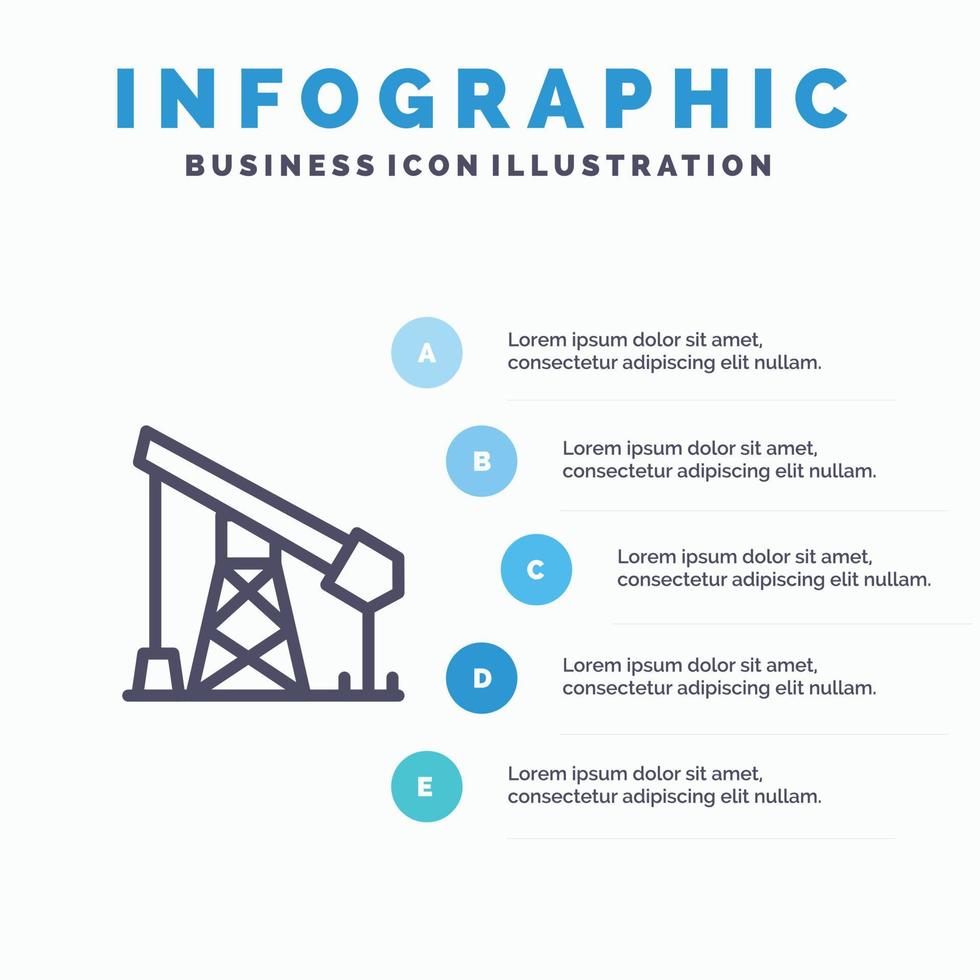 icône de ligne de gaz de pétrole de l'industrie de la construction avec fond d'infographie de présentation en 5 étapes vecteur