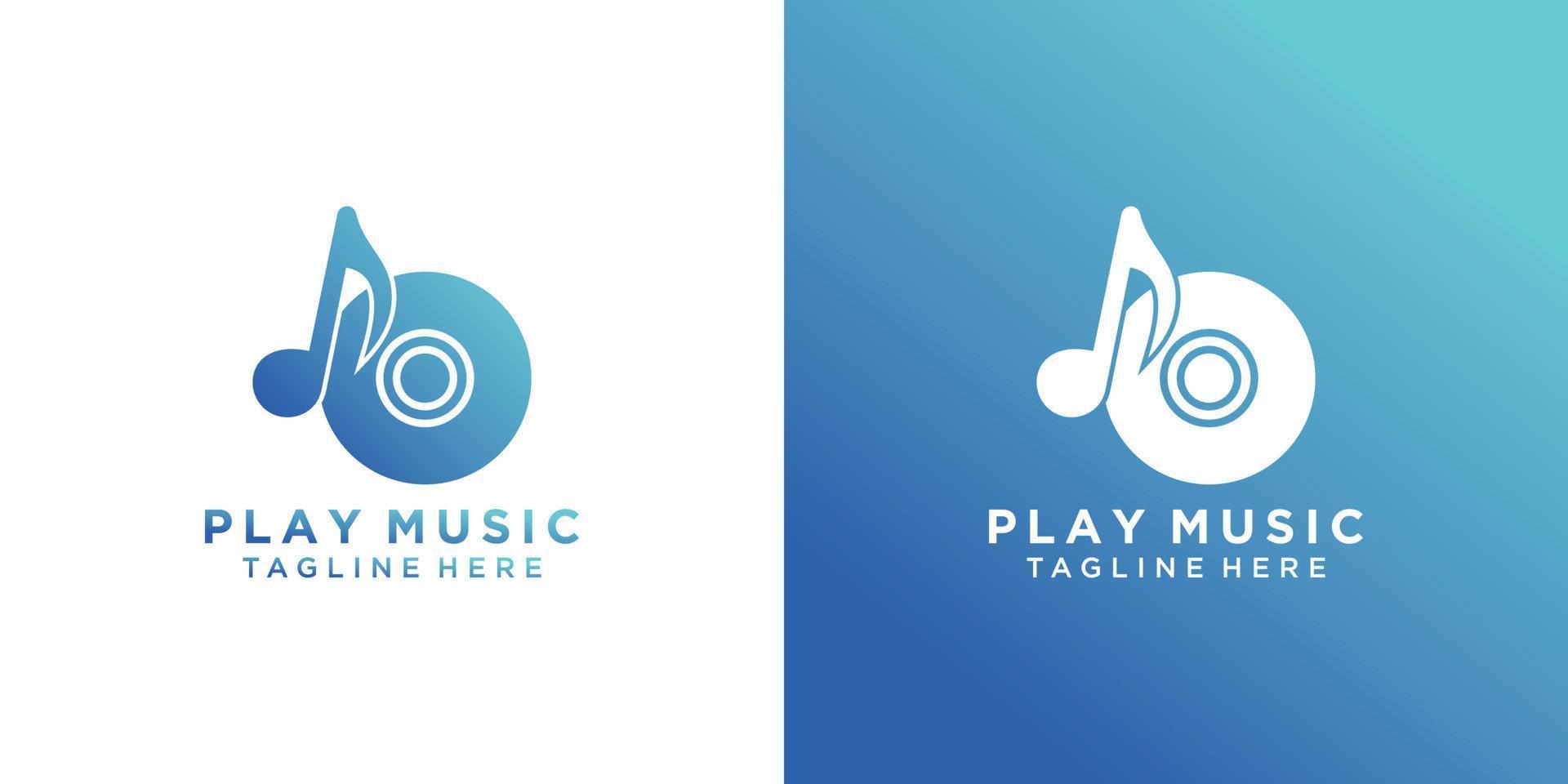 jouer la création de logo de musique avec un vecteur premium de concept moderne