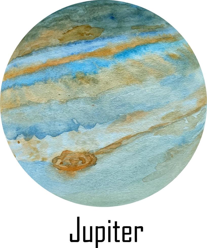 planète aquarelle jupiter isolé sur blanc. illustration de jupiter vecteur