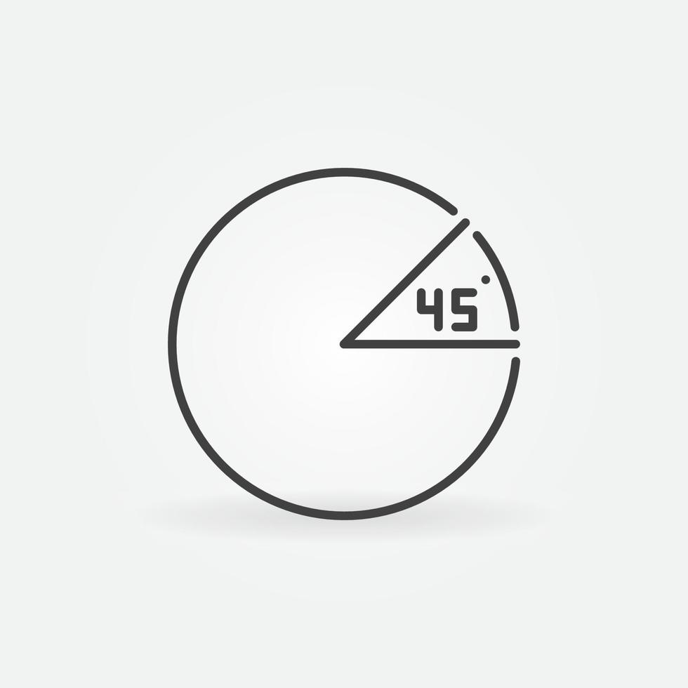 Angle de 45 degrés dans l'icône de contour minimal de concept de vecteur de cercle