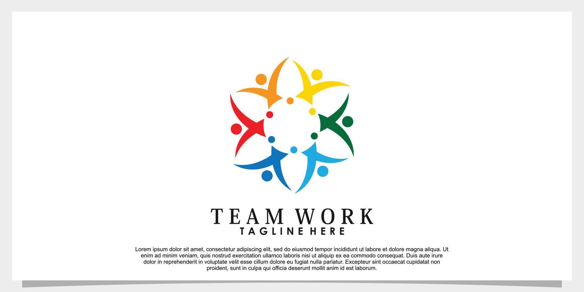 vecteur de conception de logo de travail d'équipe avec modèle de concept créatif