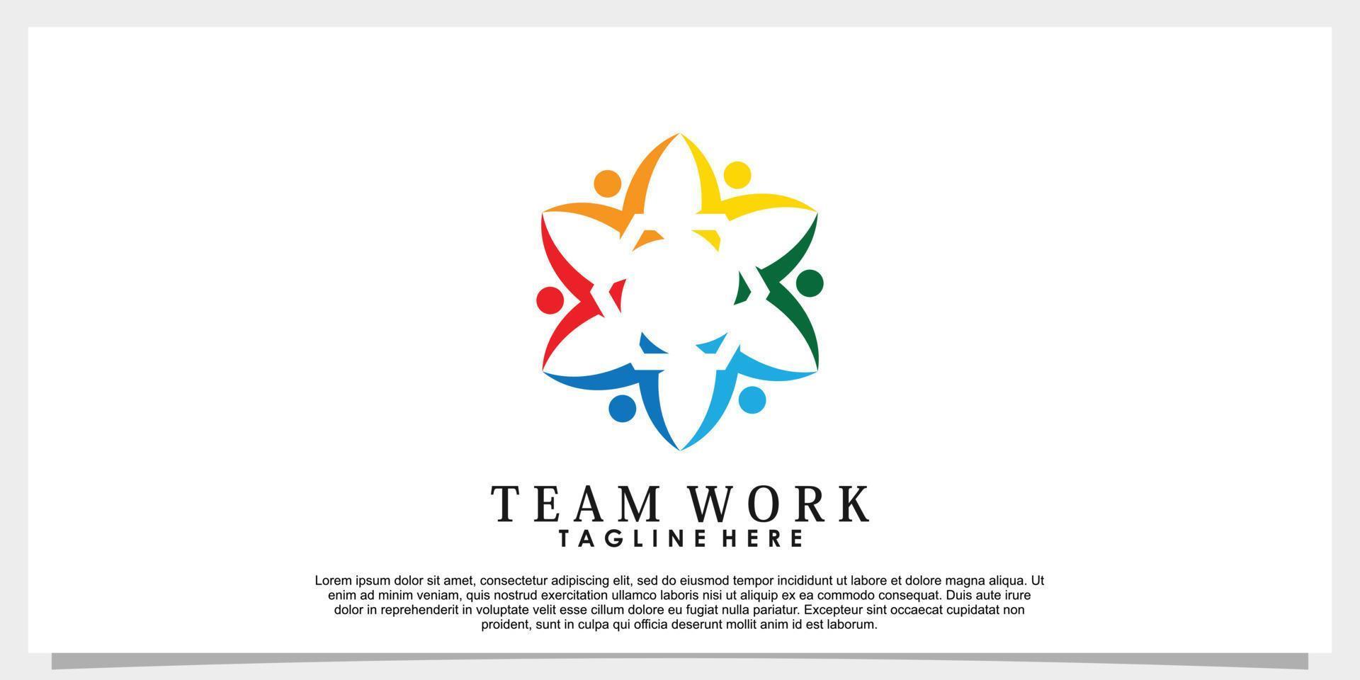 vecteur de conception de logo de travail d'équipe avec modèle de concept créatif