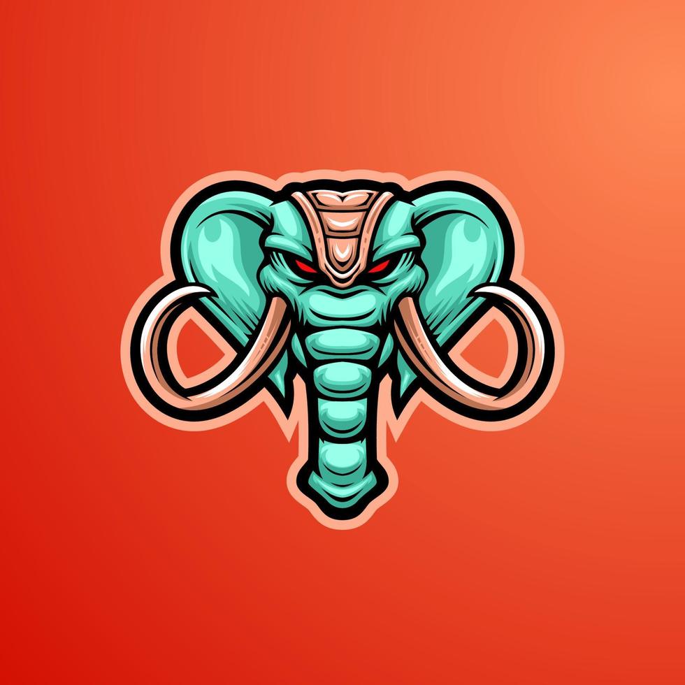 vecteur de conception de logo de mascotte de jeu d'éléphant esport avec style de concept d'illustration moderne pour l'impression de badge, d'emblème et de chemise. illustration de tête d'éléphant en colère.