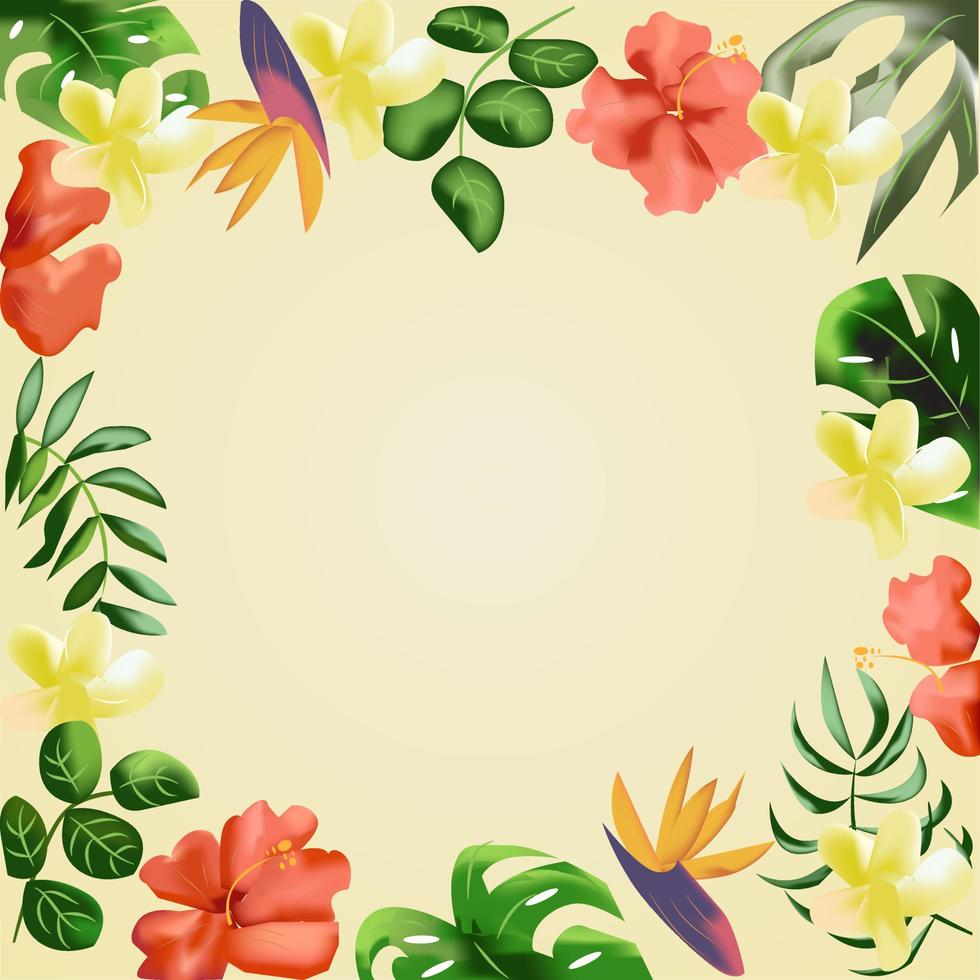 bordure de fleurs tropicales vecteur