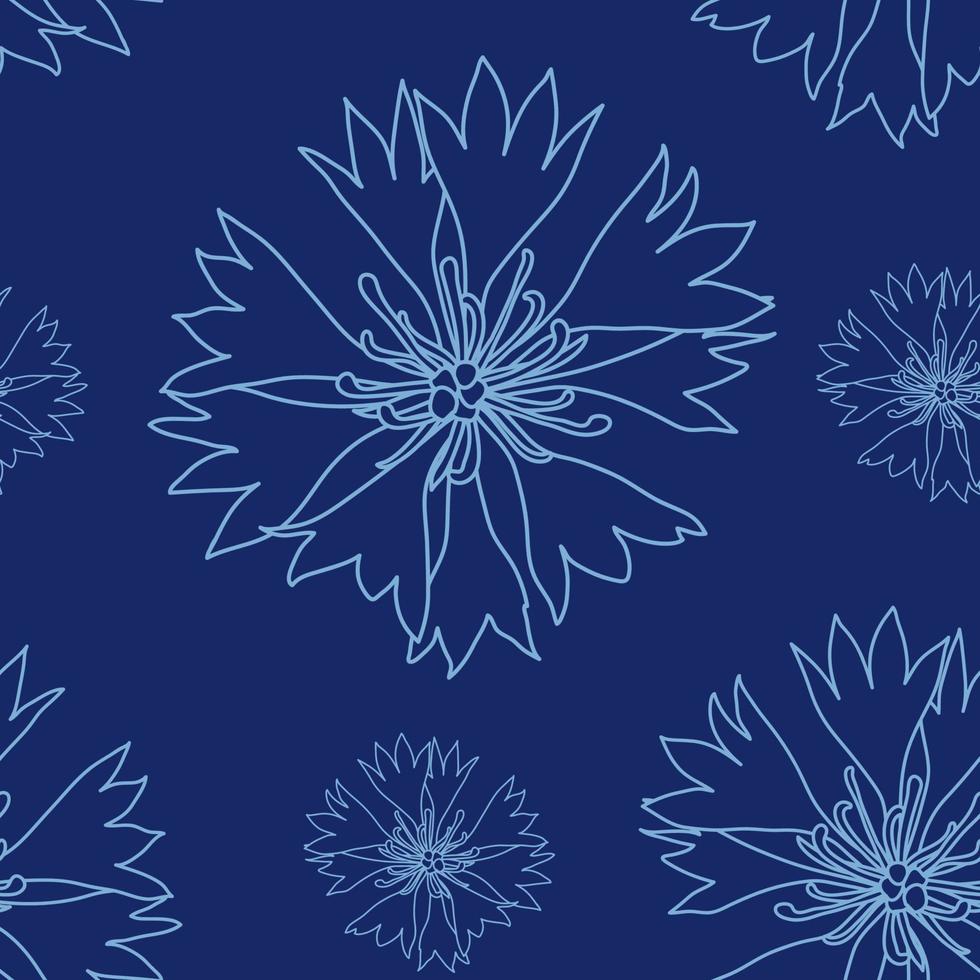 modèle sans couture avec des fleurs de bleuets bleus, graphisme floral vecteur